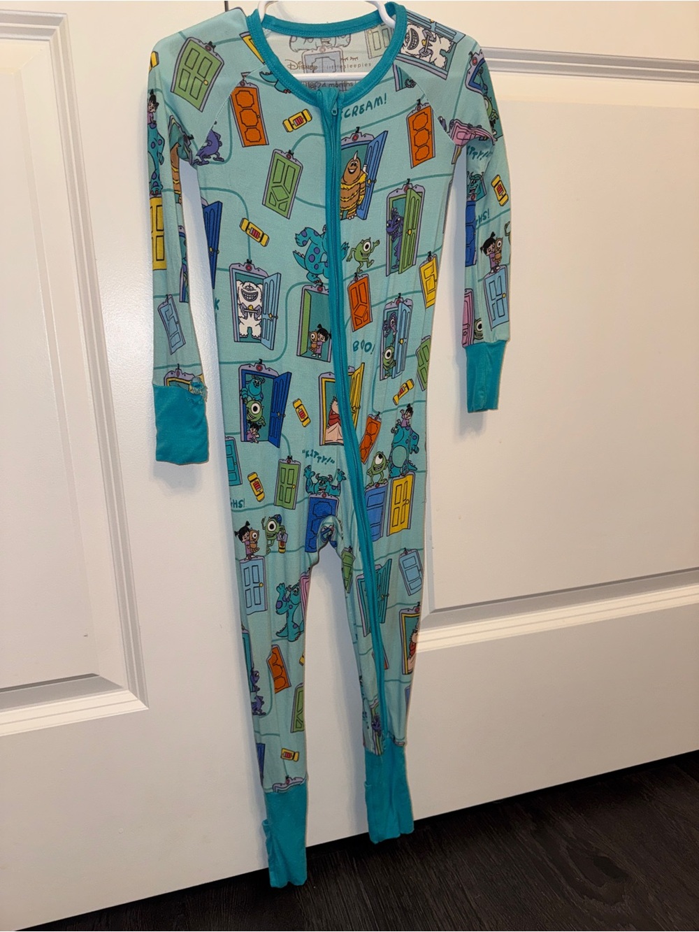 Pixar Monsters Inc Little Sleepies Used Scream Team Disney Zippy Bamboo Pajama